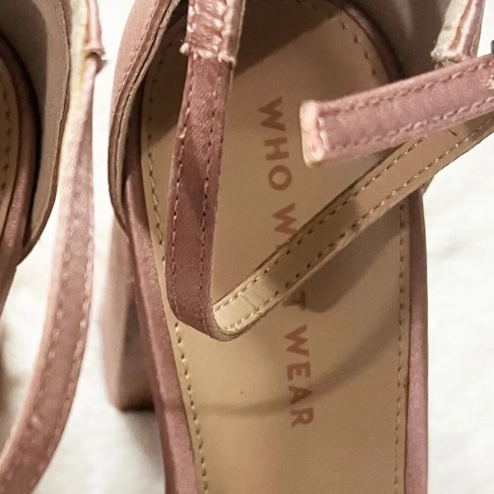Who What Wear Pink‎ Satin Sydney Platform Heels NWT Size 7.5